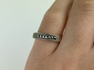 Vintage 925 Sterling Silver Marcasites Ring Size 5.5
