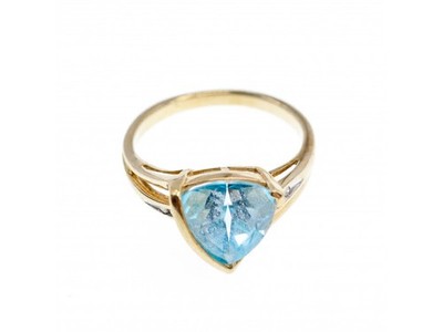 10K Yellow Gold Topaz & Diamonds Ring Size 7