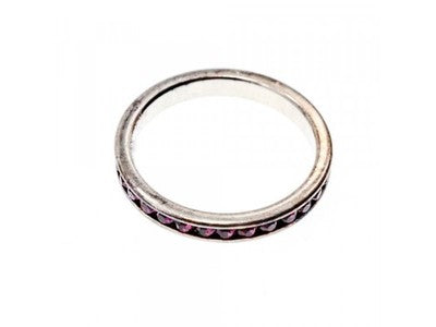 925 Sterling Silver Purple CZ Band Ring Size 8.5