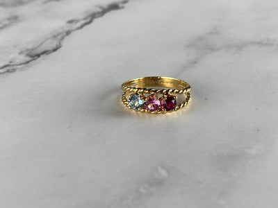 GOLD PLATED RING WITH MULTICOLOR CZ SIZE 6.5