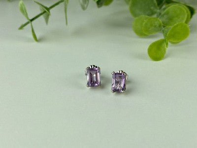 925 Sterling Silver Amethyst Stud Earrings