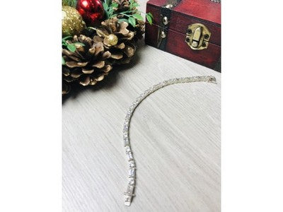925 Sterlng Silver White/Colorless Spinel Bracelet Thailand Size 7.5 IN