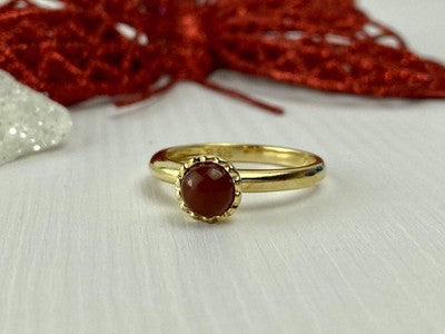 925 Sterling Silver Gold Plated Pyrope Garnet Ring Size 9.5