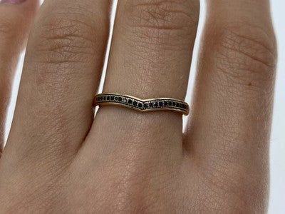 10K Yellow Gold Black Diamonds Ring Size 8