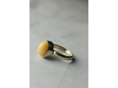 925 Sterling Silver Amber Ring Size 8.5