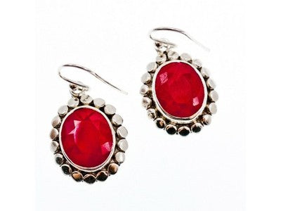 925 Sterling Silver Ruby Earrings