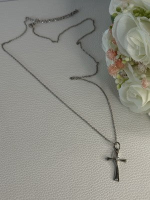 925 Sterling Silver Diamond Cross Necklace Length 20/18 Inch