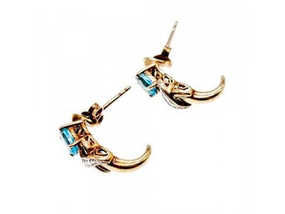 925 Sterling Silver Gold Plated Topaz Stud Earrings