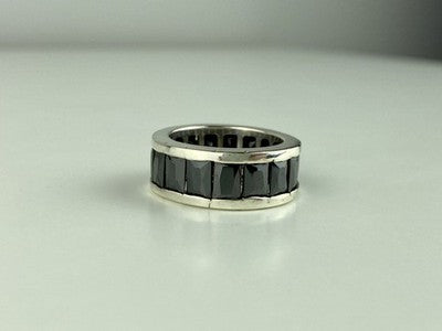 925 Sterling Silver Blue CZ Ring Size 7.5