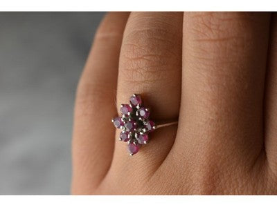 925 Sterling Silver Pink Topaz "Flower" Ring Size 6