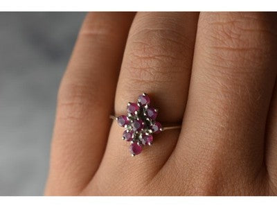 925 Sterling Silver Pink Topaz "Flower" Ring Size 6