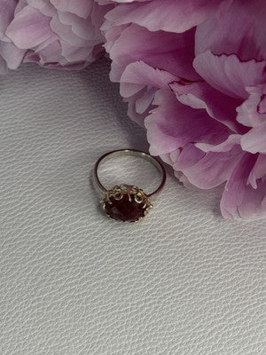 925 Sterling Silver Gold Plated Part Ruby Ring Size 8
