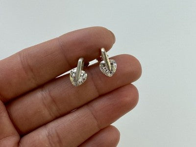 925 Sterling Silver CZ "Hearts" Stud Earrings