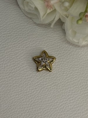 10K Yellow Gold Diamond Star Pendant Length 0.50 Inch
