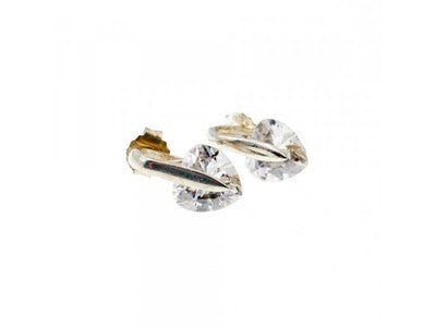 925 Sterling Silver CZ "Hearts" Stud Earrings