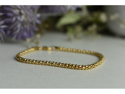 925 Sterling Silver Gold Plated Bracelet Italy Size 7.3 In