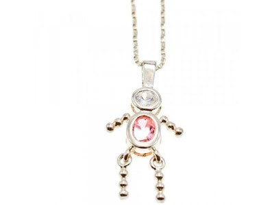 925 Sterling Silver CZ "Funny Man" Chain With Pendant