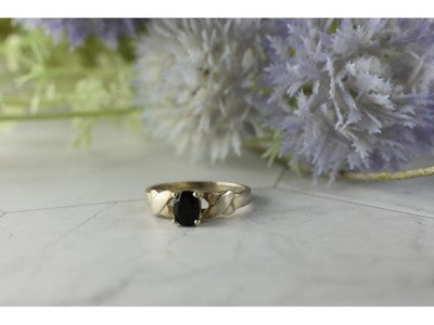 925 Sterling Silver Black Spinel Ring Size 8.5