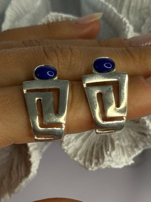 925 Sterling Silver Sodalite Earrings Length 1.05 Inch
