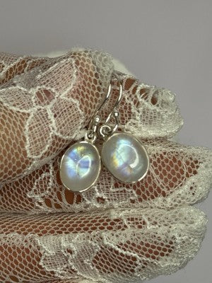 925 Sterling Silver Moonstone Earrings Length 1.1 Inch