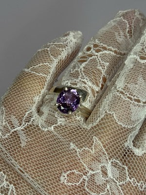 925 Sterling Silver Amethyst Ring Size 7.5