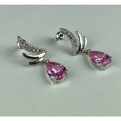 Stud Earrings With Pink & White CZ