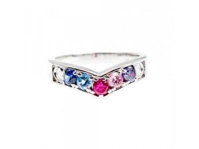925 Sterling Silver Multicolored CZ Ring Size 6.5