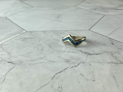 Vintage 925 Sterling Silver Malachite Mosaic Ring Size 6