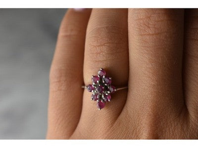 925 Sterling Silver Pink Topaz "Flower" Ring Size 6