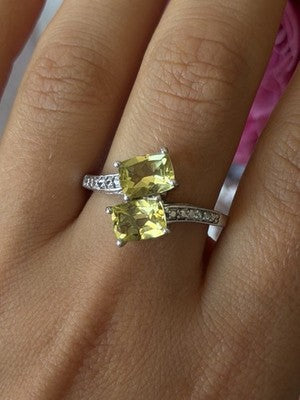 925 Sterling Silver Citrine Ring Size 10