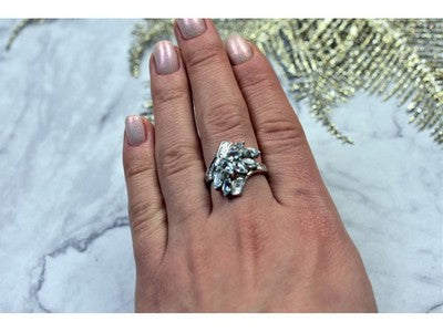 925 Sterling Silver Blue Spinel Ring Size 8