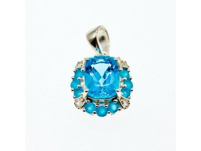 925 Sterling Silver Topaz & Beryl Pendant