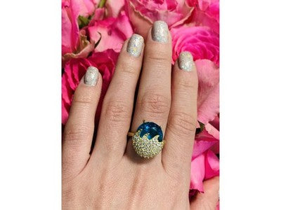 925 Sterling Silver Alpanite & CZ Ring Size 6.5