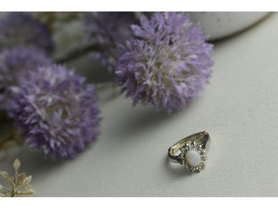 Vintage 925 Sterling Silver Opal & Quartz Ring Size 5.5