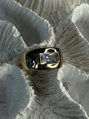 925 Sterling Silver Gold Plated Beryl & Ruby Ring Size 7