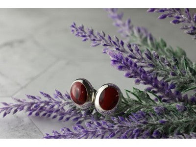 925 Sterling Silver Red Jasper Stud Earrings