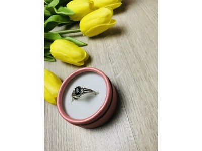 925 Sterling Silver Black Spinel Ring Size 7