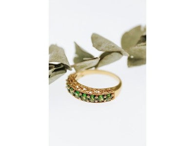 925 Sterling Silver Gold Plated Peridot Ring Size 10.25