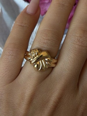 925 Sterling Silver Gold Plated Ring Size 7