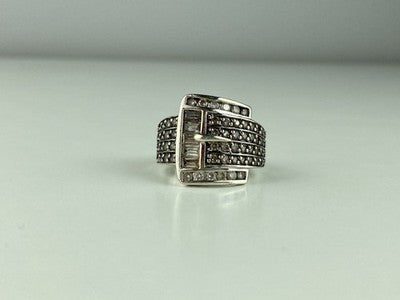 925 Sterling Silver CZ "Strap" Ring Size 7.5
