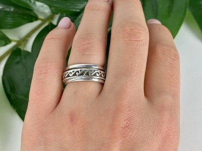 Vintage 925 Sterling Silver Spinner Band Ring Size 6.75