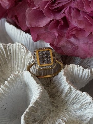 925 Sterling Silver Gold Plated Tanzanite & Beryl Ring Size 8