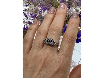 925 Sterling Silver Marcasites "Spiral" Ring Size 9.5