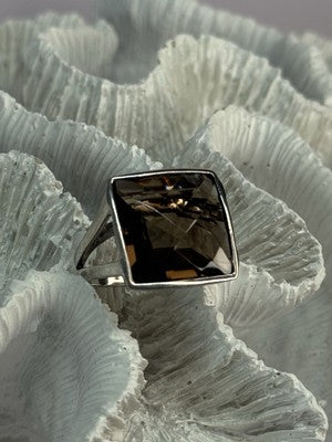 925 Sterling Silver Brown Tourmaline Ring Size 7