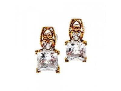 925 Sterling Silver Gold Plated White Tourmaline (Achroite) Earrings