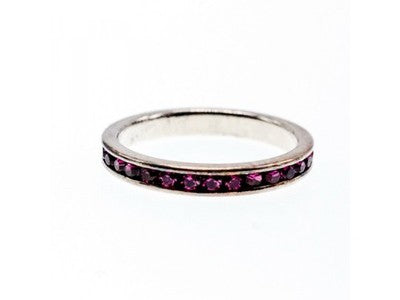 925 Sterling Silver Purple CZ Band Ring Size 8.5