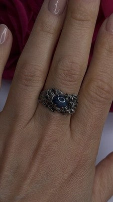 Handcrafted 925 Sterling Silver Blue Pietersite Stone Ring Size 9