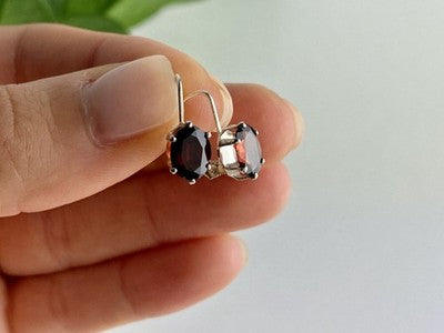 925 Sterling Silver Garnet Earrings