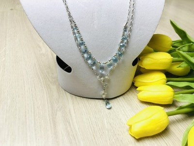 925 Sterling Silver Blue Jadeite Necklace