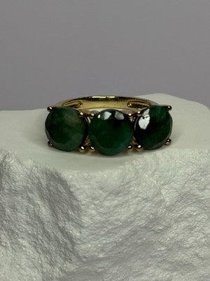 925 Sterling Silver Gold Plated Malachite Ring Size 7